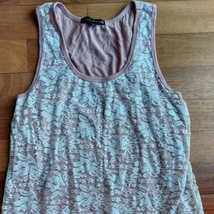Women's Sleeveless Top White Laced Pink interior L